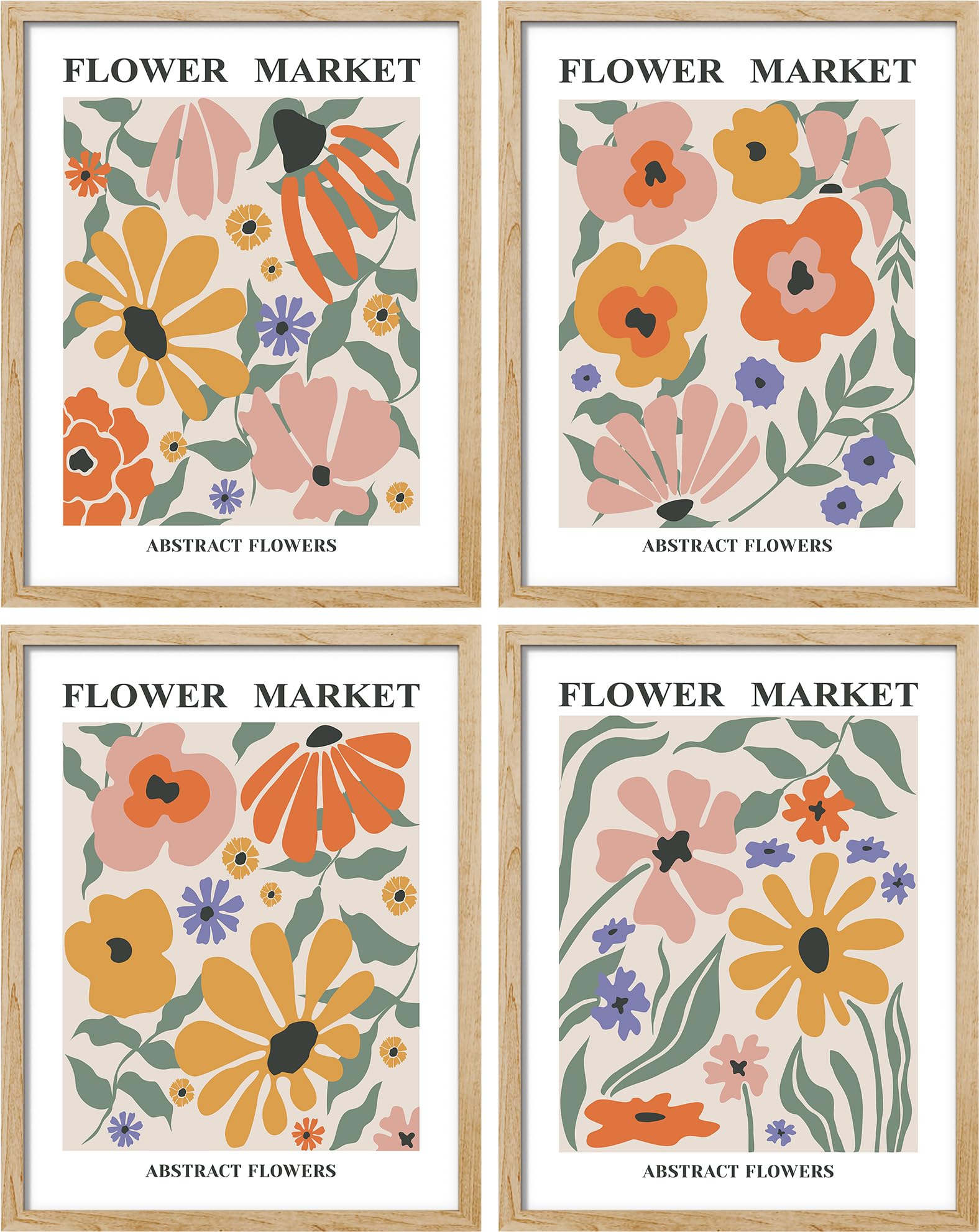 Amazon.com: SIGNWIN Framed Flower Market Abstract Wall Art, Set of